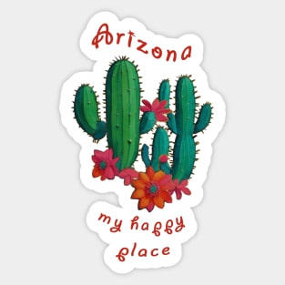 Arizona My Happy Place Saguaro Cactus Sticker